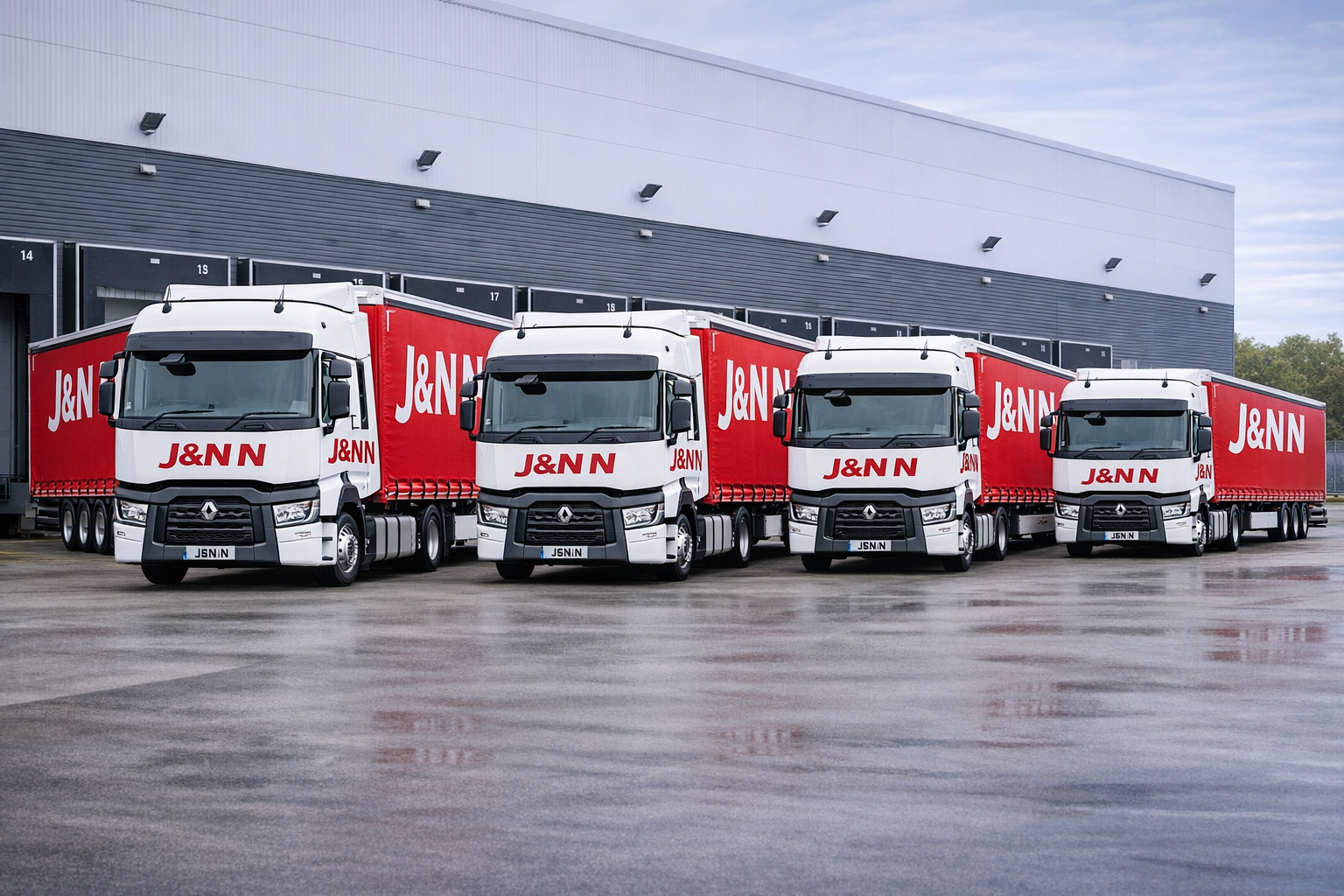 J&N N LTD fleet of Renault trucks at the warehouse